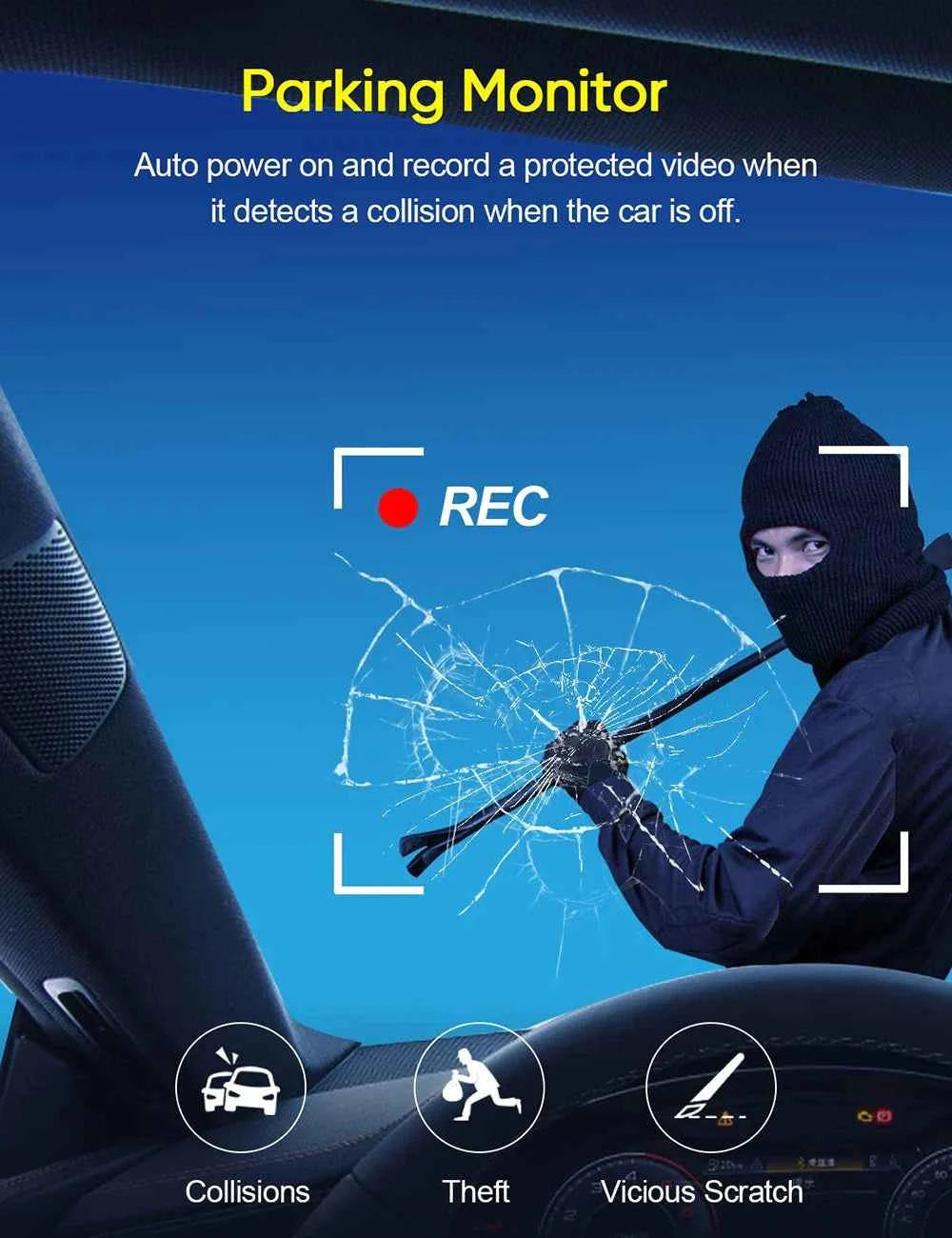 3 Channel Dash Cam for Car Front And Rear Camera 1080P Video Recorder Dashcam Black Box Car DVR Rear View Camera car accessory