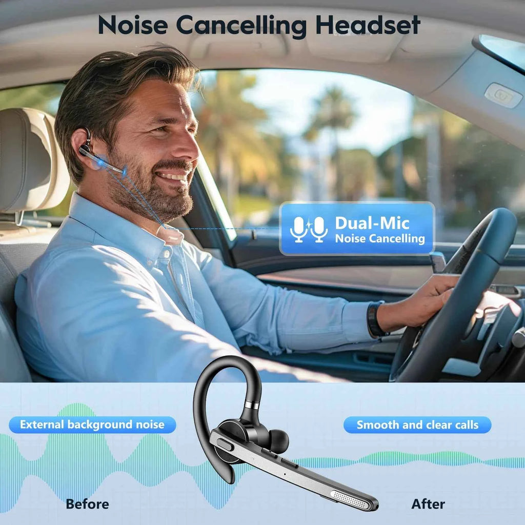 M53 Wireless Bluetooth 5.1 Headset Driving Earpiece Headphone with Dual-Mic CVC8.0 Noise Cancelling