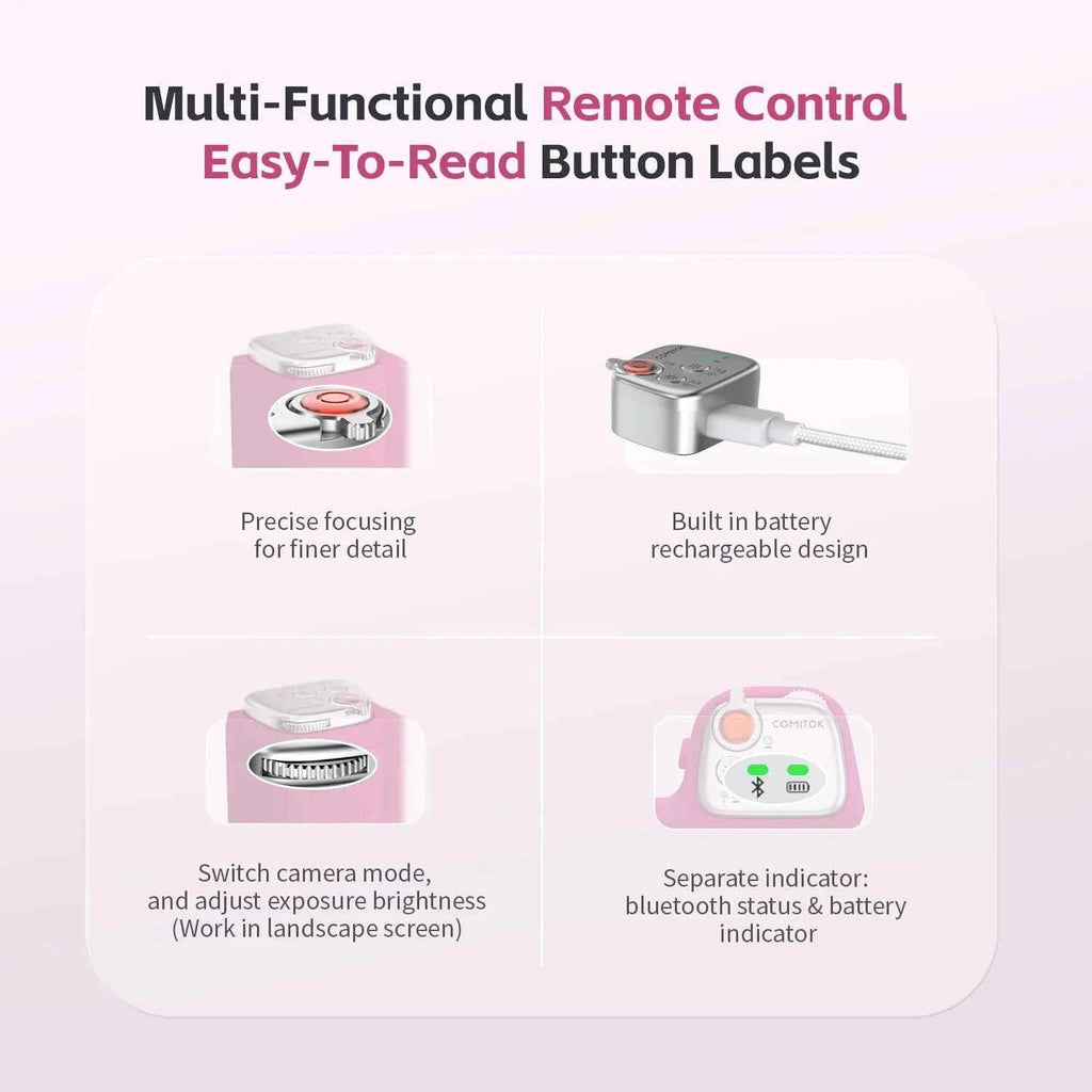 COMITOK MOCA iPhone Shooting Grip,Detachable rechargeable Bluetooth remote,DSLR Shutter/Focus Lock+Optional Fill Light/Mirror