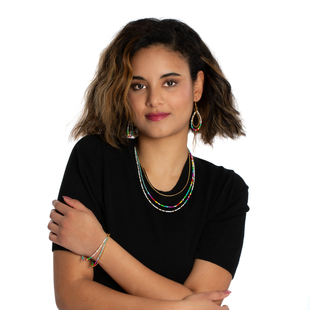 Triple Strand Multi Colour Necklace - Shopthatapp.ca