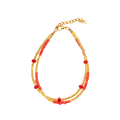 Double Strand Bracelet Red Gold with Crystal Bead Accent - Perfect Accessory for Your Tie Dye Kimono - Shopthatapp.ca