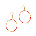 Mixed Red and Gold Bead Hoop Earrings for a Chic Look - Shopthatapp.ca