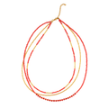 Triple Strand Red and Gold Necklace with Crystal Bead - Shopthatapp.ca