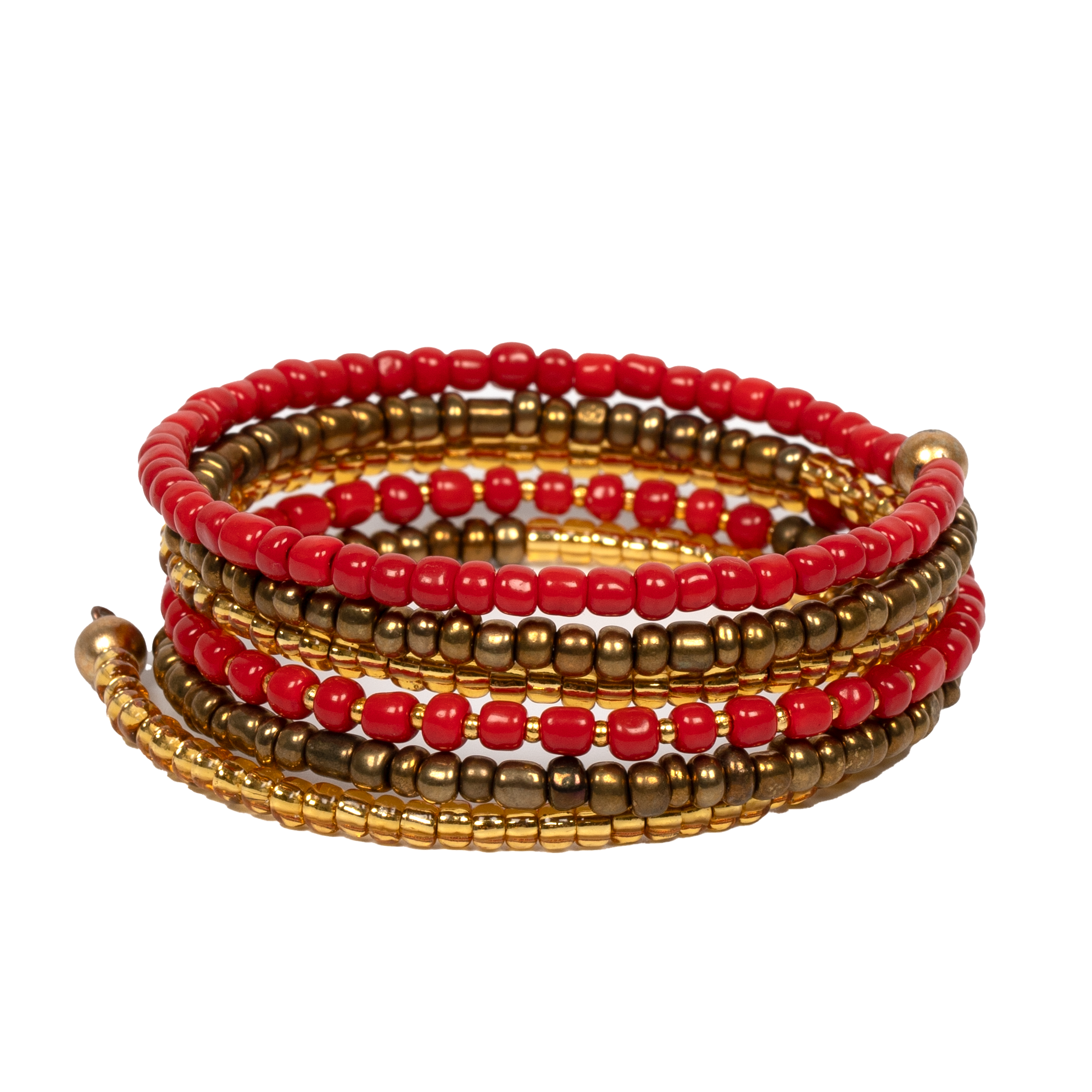 Spiral Bead Bracelet Red Gold for Stylish Elegance - Shopthatapp.ca