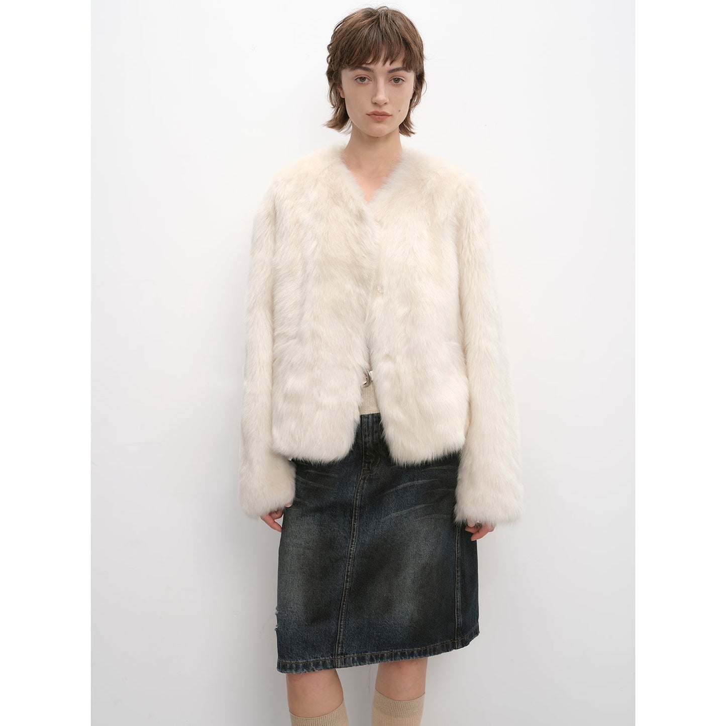 Darcy Manor Sheepskin Coat - Imported Tuscan Straight Wool Short Fur with Sweetheart Collar - Shopthatapp.ca