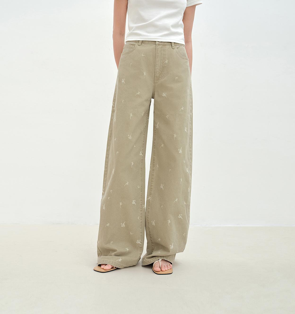 Carol Pie Calla Lily Print Wide-Leg Jeans for Women - Loose High-Waisted Design - Shopthatapp.ca