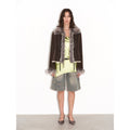 Florence Merino Wool Fur Coat with Imported Sheepskin Patchwork Fox Fur Collar for Winter