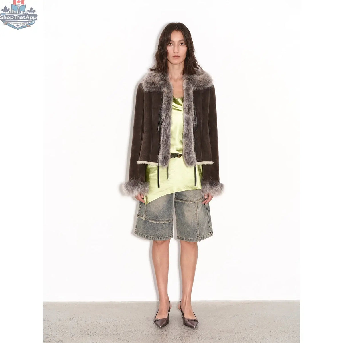Florence Merino Wool Fur Coat with Imported Sheepskin Patchwork Fox Fur Collar for Winter - Shopthatapp.ca