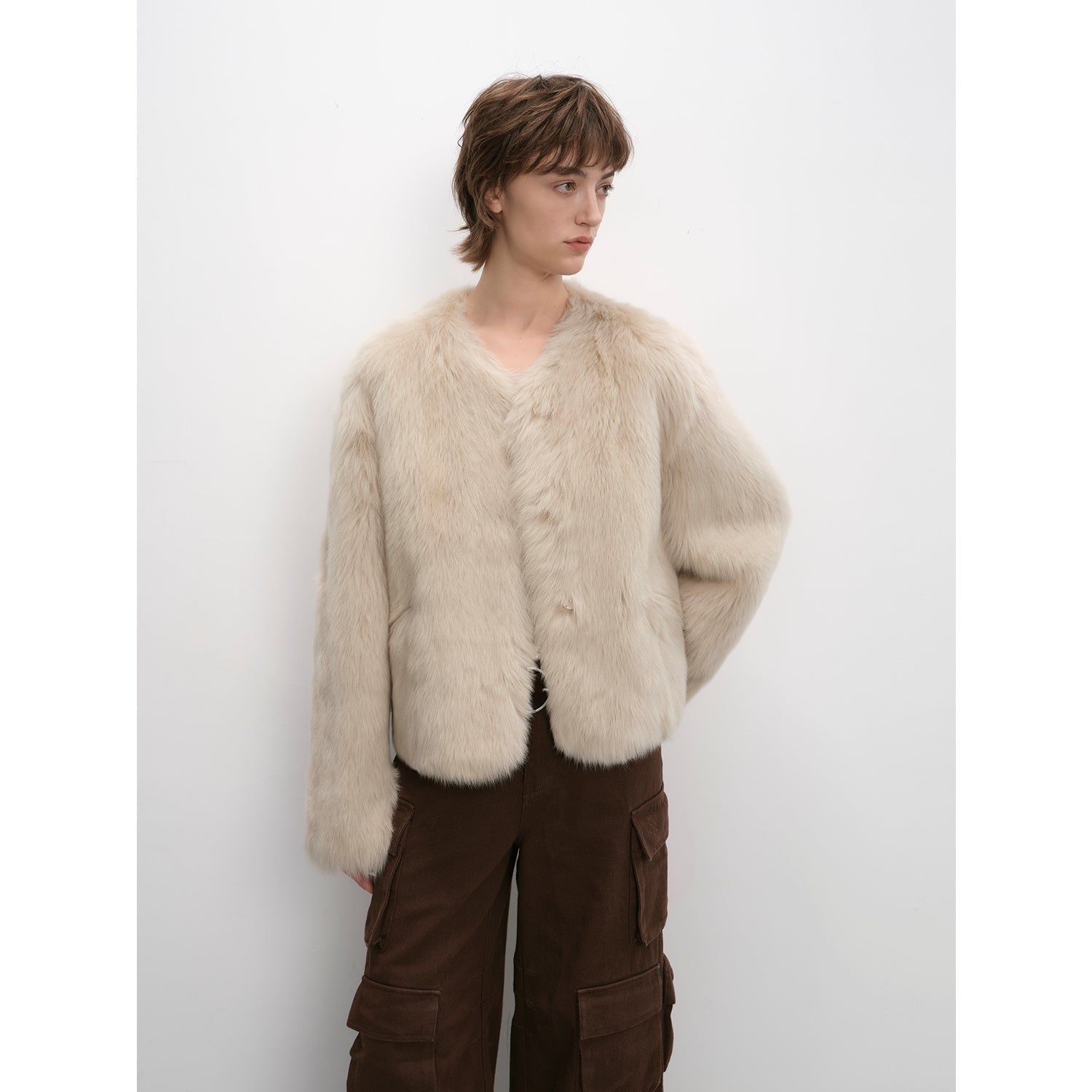 Darcy Manor Sheepskin Coat - Imported Tuscan Straight Wool Short Fur with Sweetheart Collar