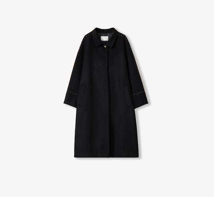 Dream of Champs Elysees Wool Coat - Essential Riveted Lapel for Women in Autumn and Winter
