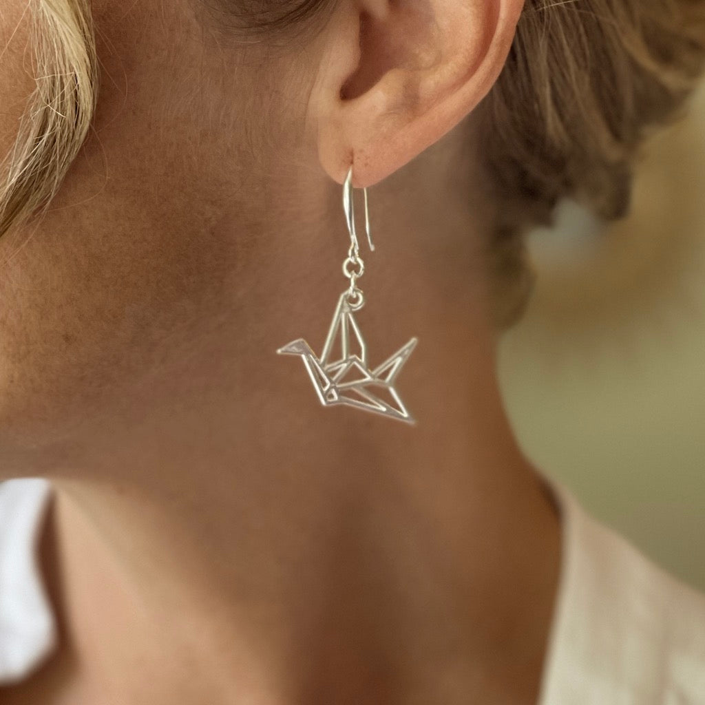 Origami Bird Earrings Silver Plate for Stylish Elegance - Shopthatapp.ca