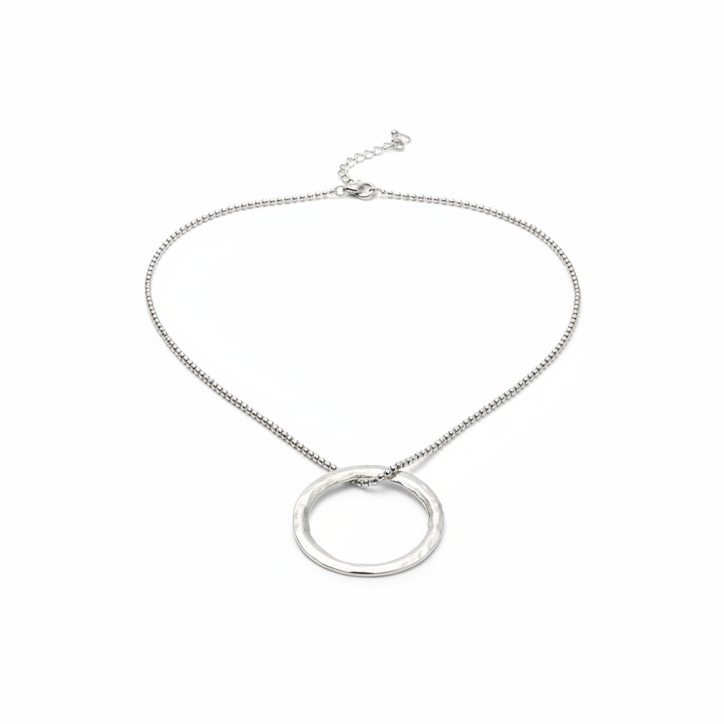 Open Ring Necklace Silver Plate - Elegant Jewelry Piece - Shopthatapp.ca