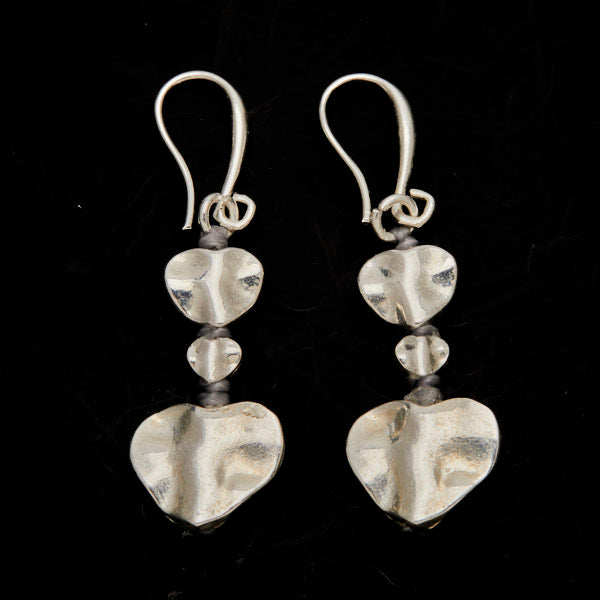 Silver Heart Drop Earrings - Elegant Double Drop Design in Silver Plate - Shopthatapp.ca