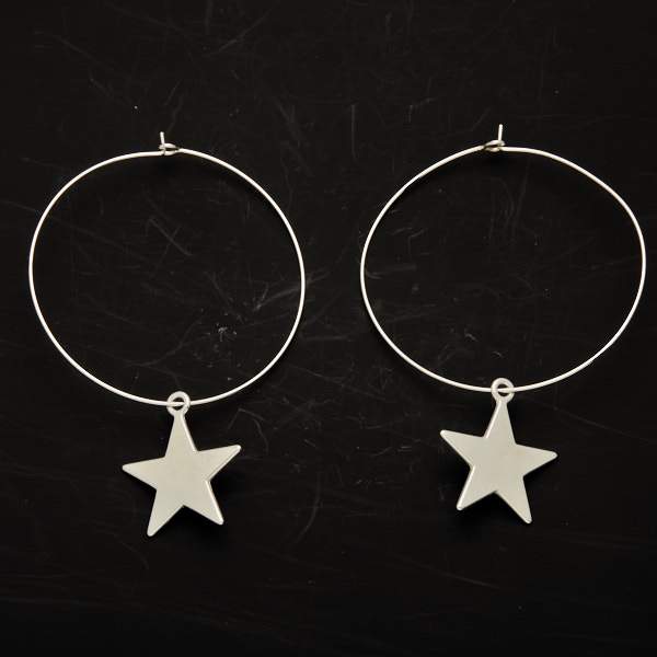 Silver Star Hoop Earrings – Elegant Silver Plate Design on Hoops - Shopthatapp.ca