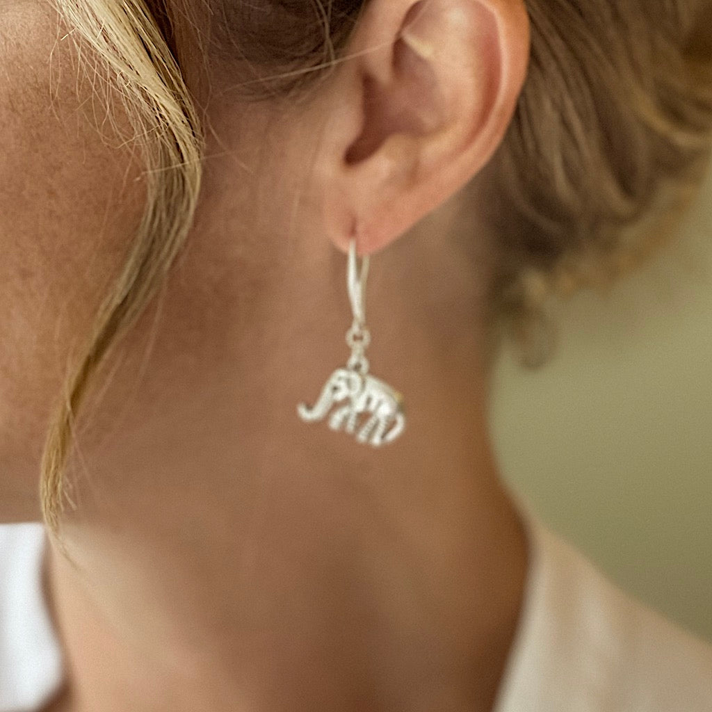 Elephant Charm Earrings in Silver Plate - Shopthatapp.ca