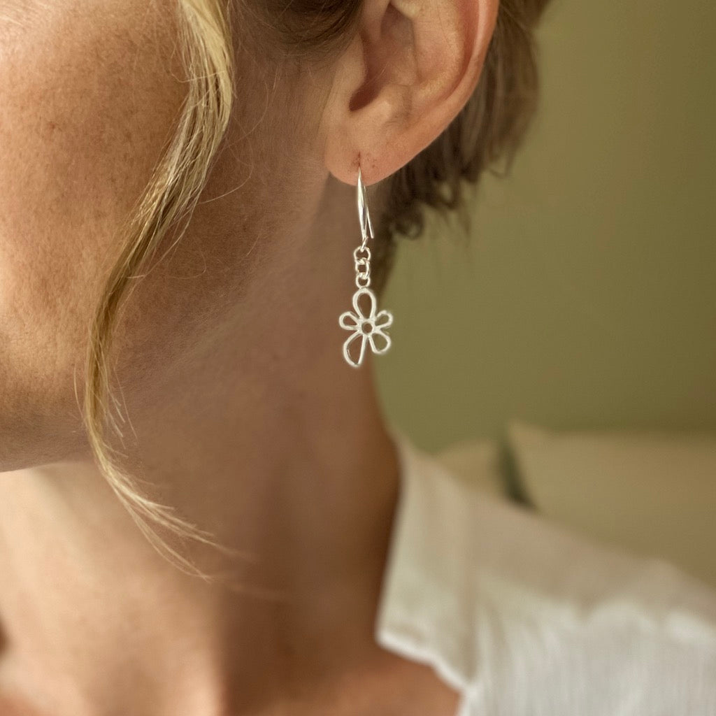 Flower Charm Earrings in Silver Plate - Shopthatapp.ca
