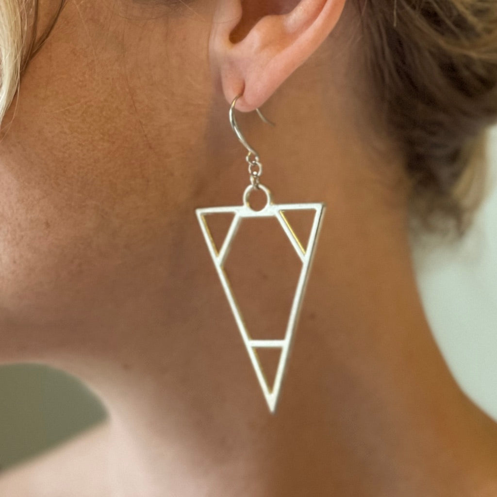 Silver Plated Triangle Earrings for Stylish Elegance - Shopthatapp.ca