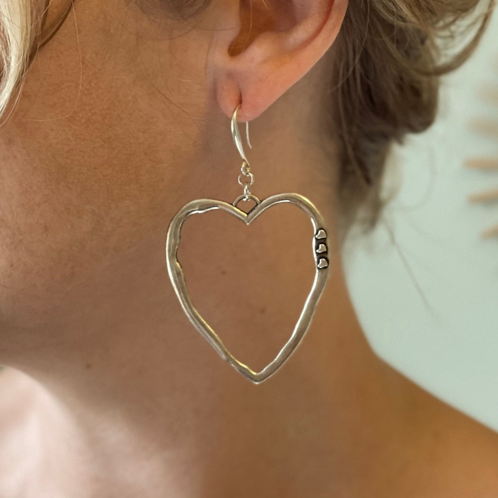 Open Heart Earrings Silver Plate for Elegant Style - Shopthatapp.ca