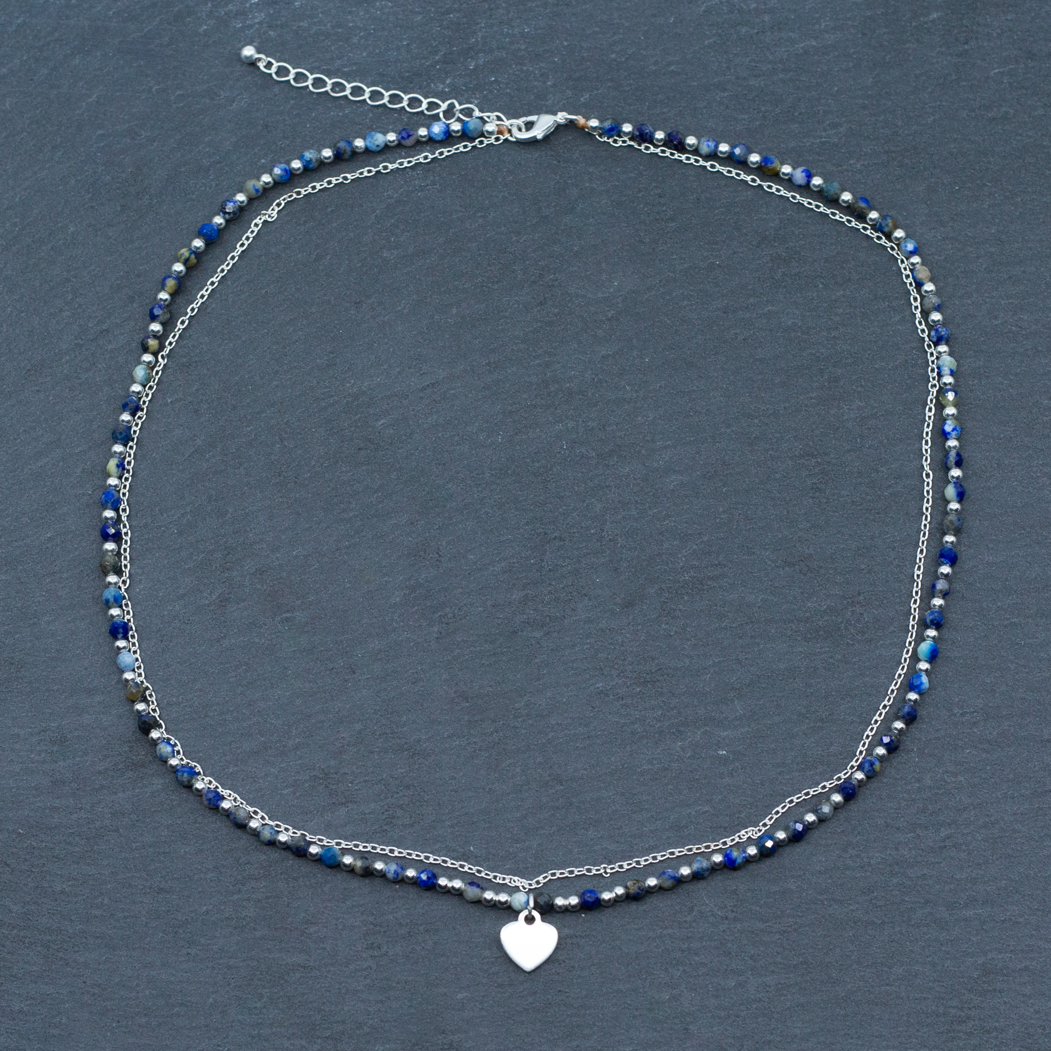 Blue Crystal Charm Necklace In Silver Plate - Shopthatapp.ca