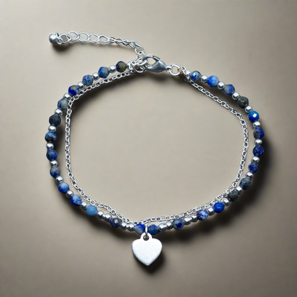 Blue Crystal Cham Bracelet In Silver Plate - Shopthatapp.ca