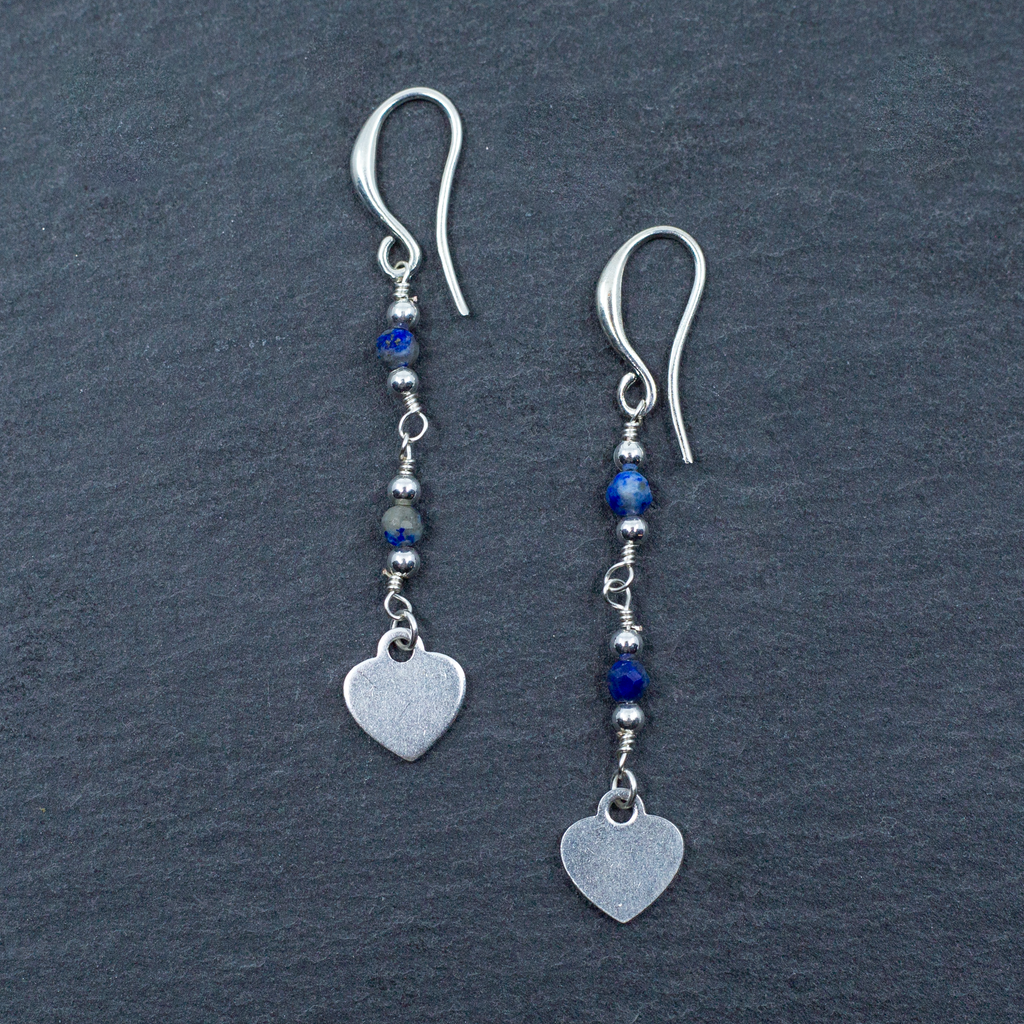 Blue Crystal Charm Earrings In Silver Plate - Shopthatapp.ca
