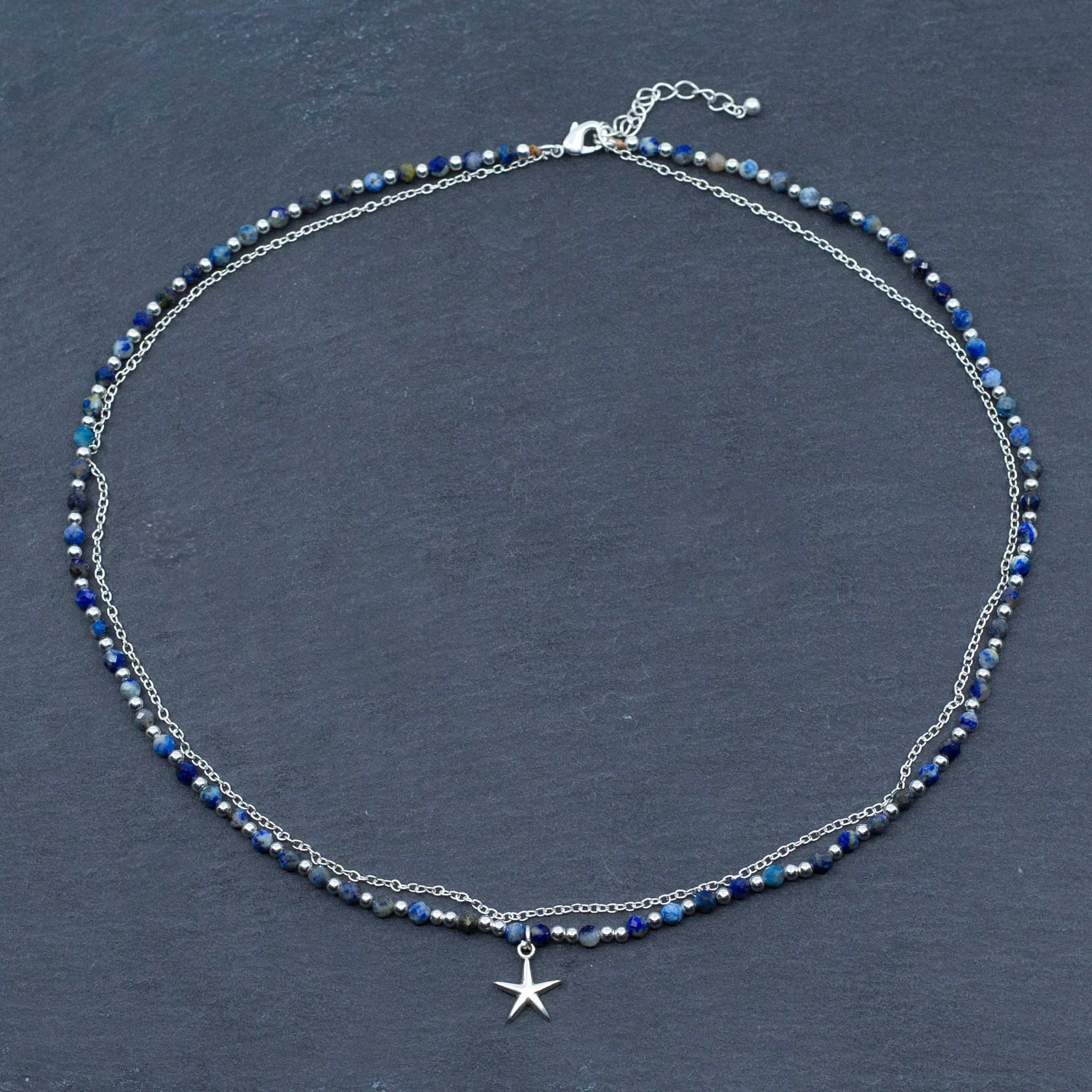 Blue Crystal Charm Necklace In Silver Plate - Shopthatapp.ca