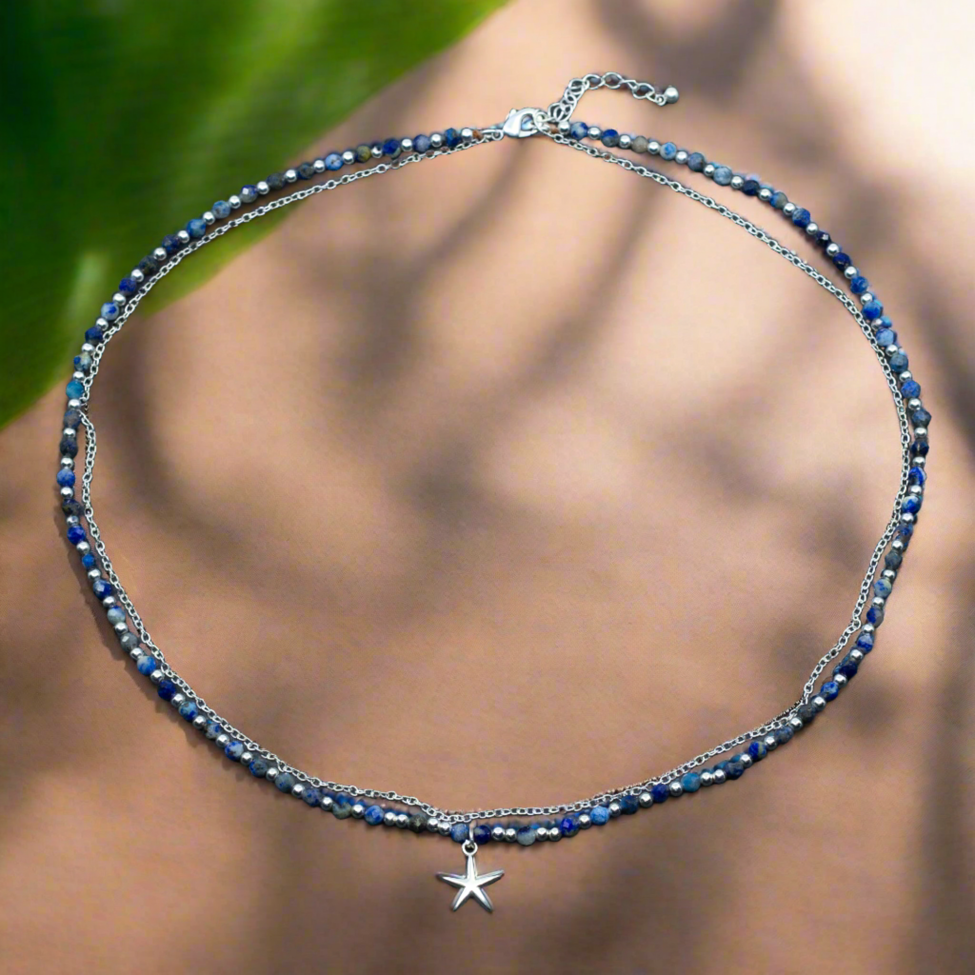 Blue Crystal Charm Necklace In Silver Plate - Shopthatapp.ca