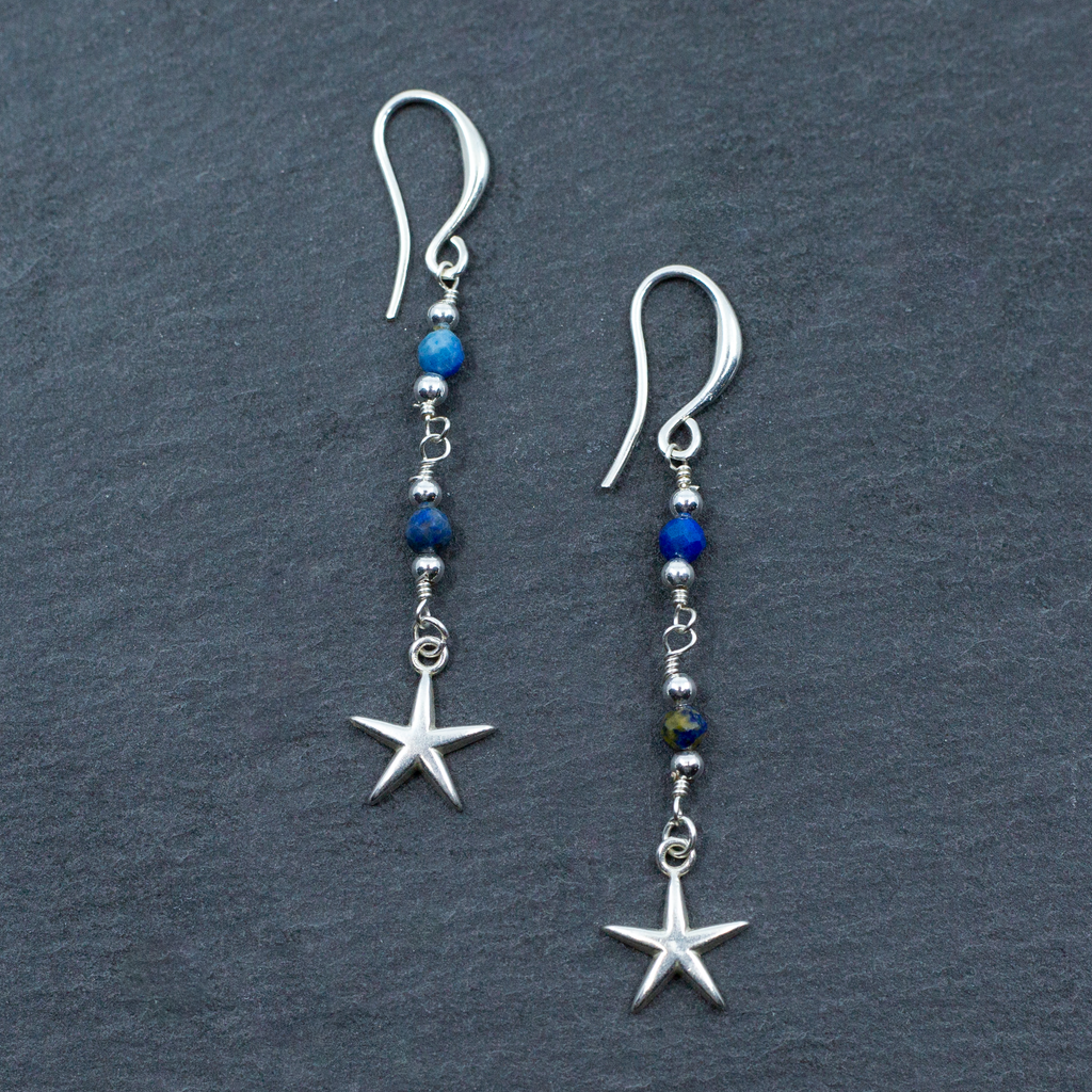 Blue Crystal Charm Earrings In Silver Plate - Shopthatapp.ca