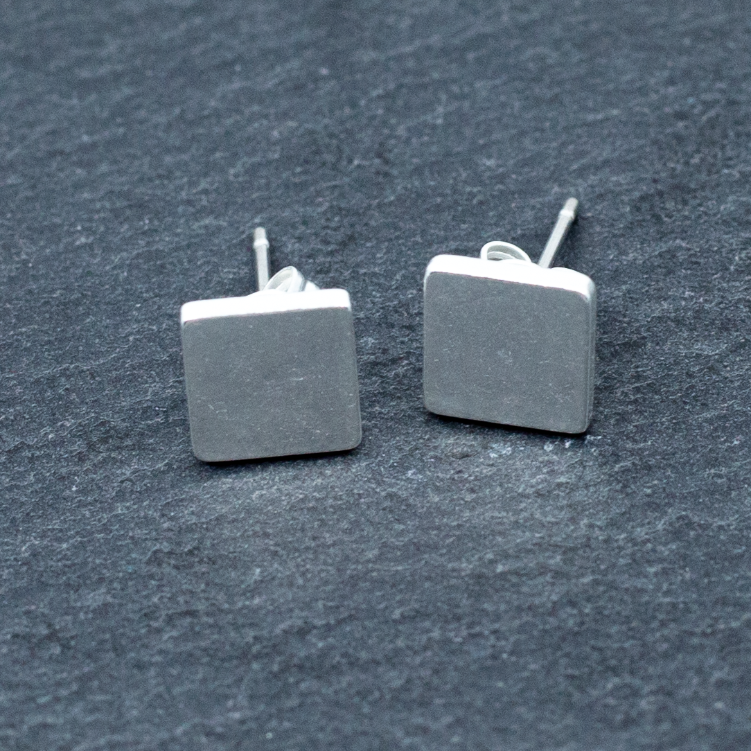 Simple Square Silver Plate Stud Earrings - Shopthatapp.ca