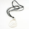 Suede Necklace with Silver Pendant Featuring 4-Ring Charm - Shopthatapp.ca