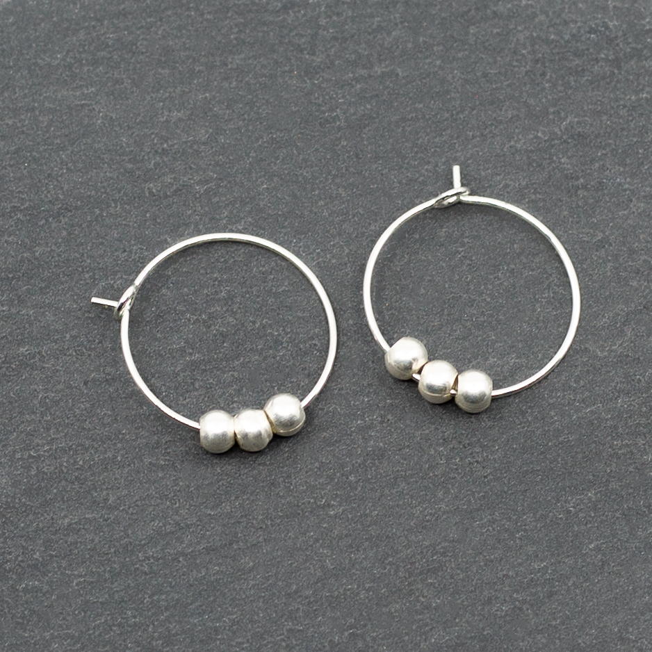 Triple Ball Silver Hoop Earrings for Stylish Elegance - Shopthatapp.ca