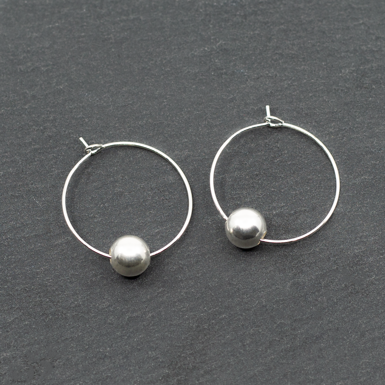 Single Ball Silver Plate Hoop Earrings - Shopthatapp.ca