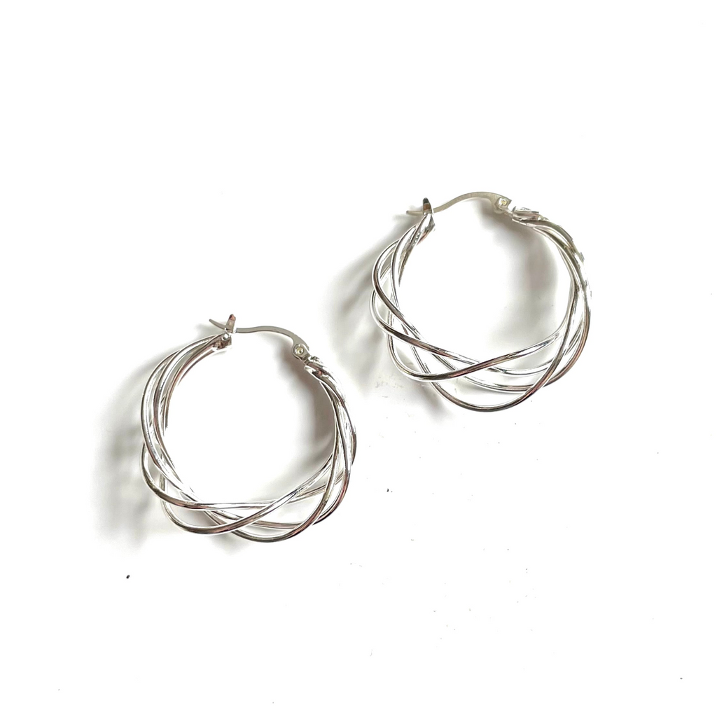 Twist Earrings Silver Plate - Stylish and Elegant Accessory - Shopthatapp.ca