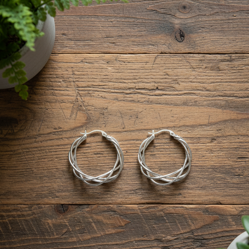 Twist Earrings Silver Plate - Stylish and Elegant Accessory - Shopthatapp.ca