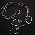 Triple Heart Necklace Silver Plate on Suede - Shopthatapp.ca