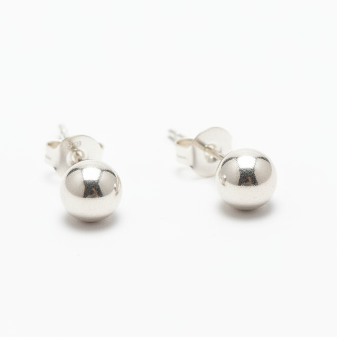 Silver Ball Stud Earrings - Elegant Silver Plate Design for Everyday Wear - Shopthatapp.ca