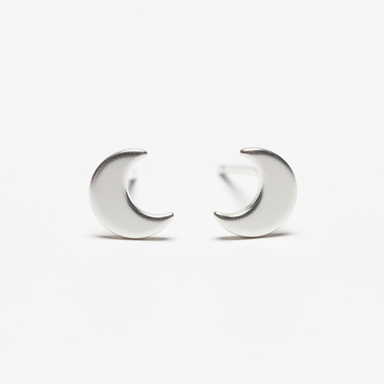Moon Silver Plate Stud Earrings - Shopthatapp.ca