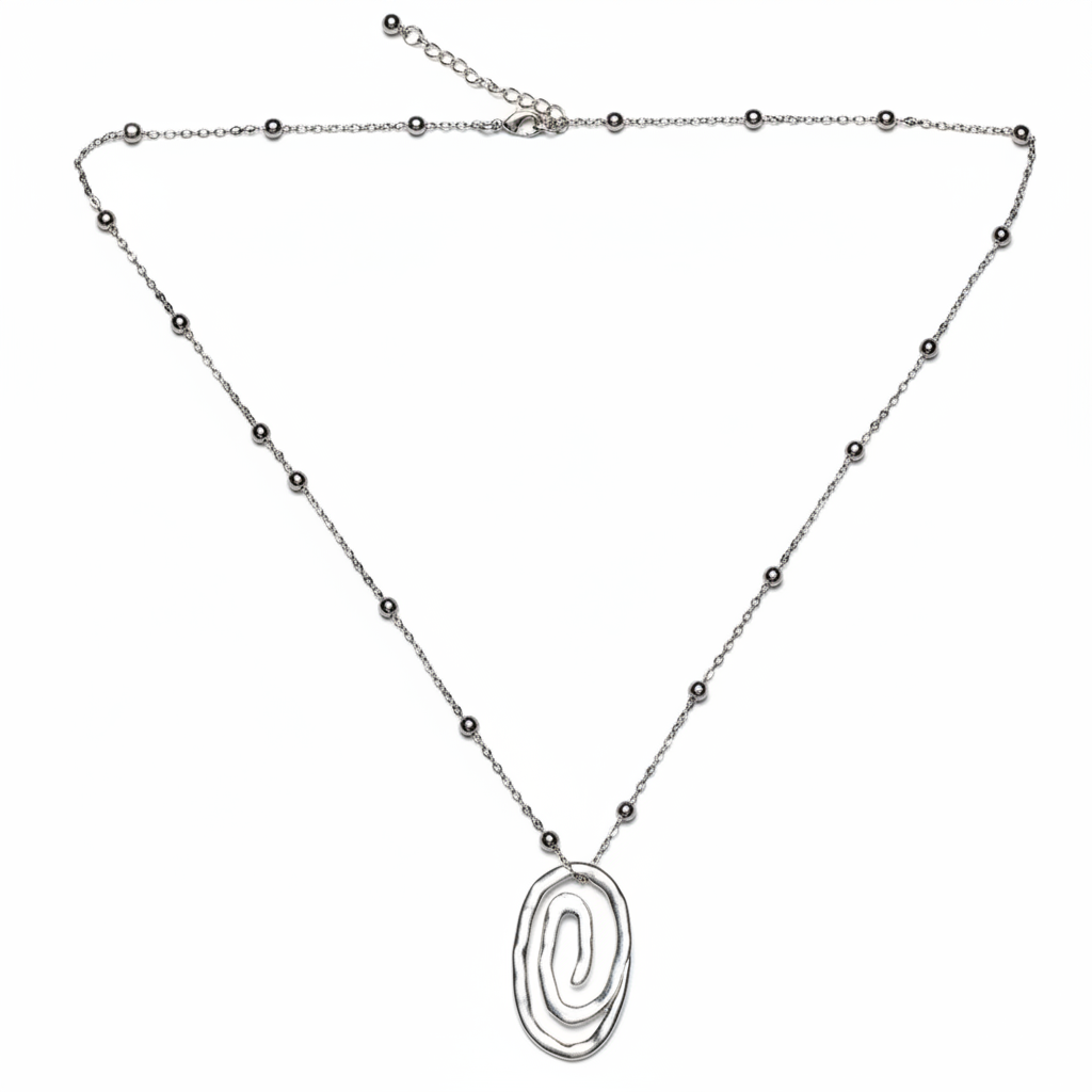 Swirl Pendant Silver Plate on Chain - Shopthatapp.ca