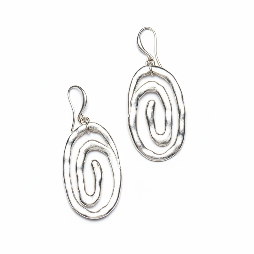 Swirl Pendant Earrings Silver Plate - Elegant Jewelry Piece - Shopthatapp.ca