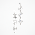 Triple Flower Drop Earrings In Silver Plate - Shopthatapp.ca