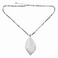 Leaf Necklace Silver Plate on Cube Chain - Shopthatapp.ca