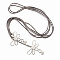 Double Dragonfly Necklace Silver Plate on Suede - Shopthatapp.ca
