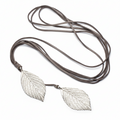 Double Leaf Necklace Silver Plate on Suede - Shopthatapp.ca