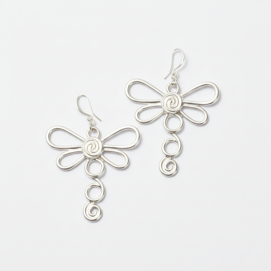 Large Dragonfly Earrings In Silver Plate - Shopthatapp.ca