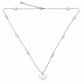 Heart Chain Necklace Silver Plate - Elegant Heart On Heart Design - Shopthatapp.ca