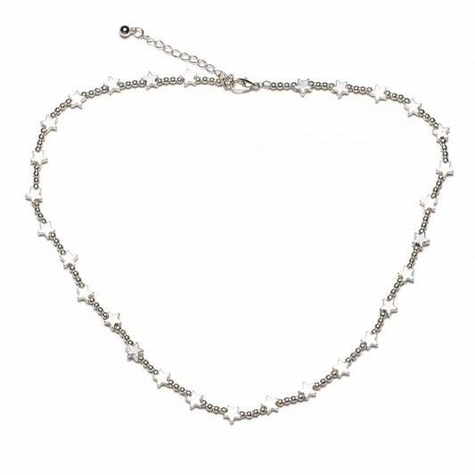 Silver plated short star necklace by Suzie Blue Canada featuring a delicate star pendant on a sleek chain.