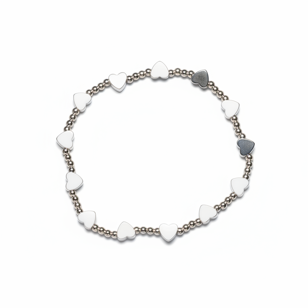 Elasticated Silver Plated Heart Bracelet - Shopthatapp.ca