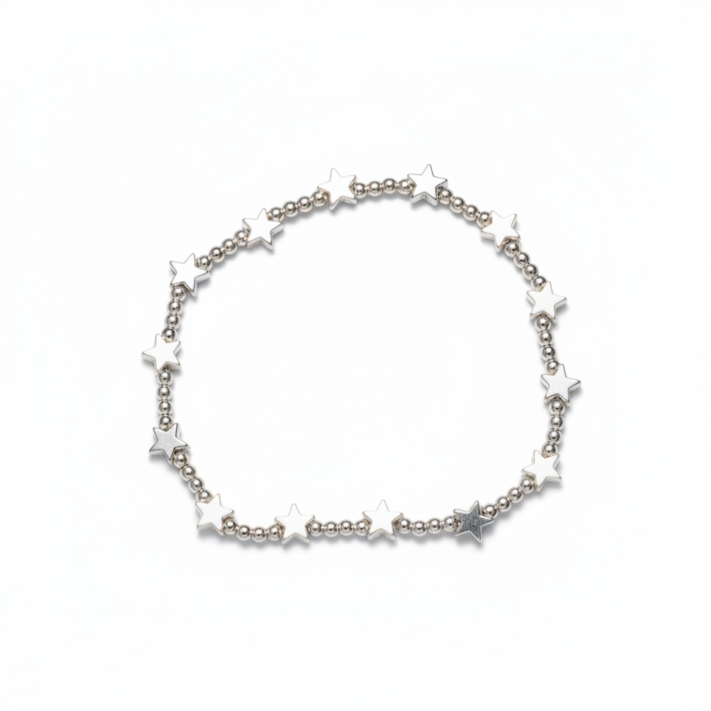 Elasticated Star Bracelet Silver Plate - Stylish and Adjustable Accessory - Shopthatapp.ca