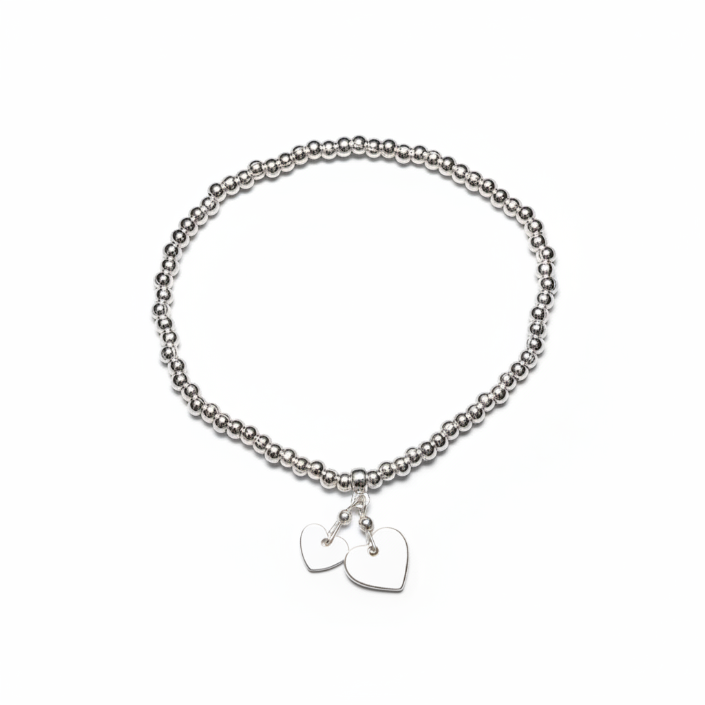 Heart Charm Bracelet Silver Plate - Elegant and Timeless Jewelry Piece - Shopthatapp.ca