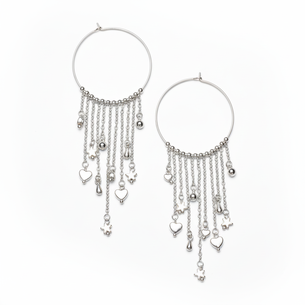 Silver Plate Ring Charms Earrings - Elegant and Stylish Accessories - Shopthatapp.ca
